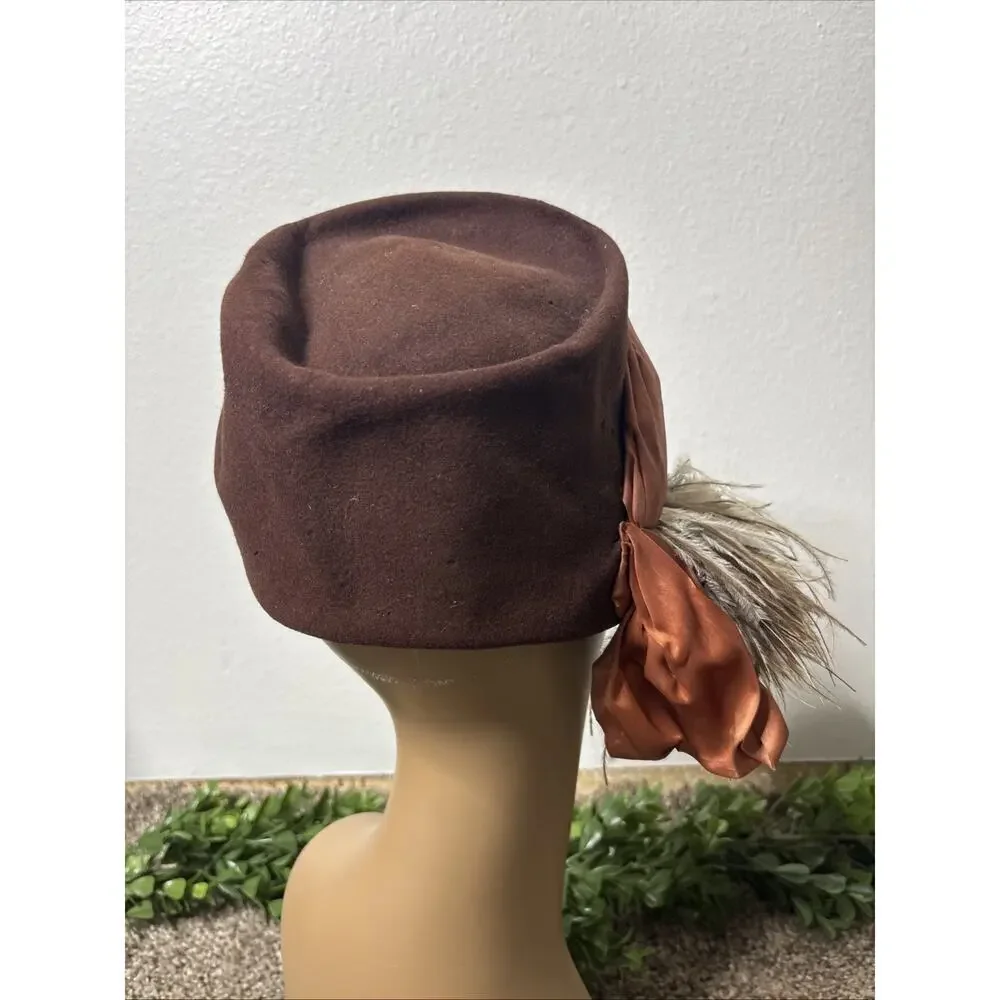 Early 1900’s Gage Brothers & Co Antique Tilt Hat Feathers Satin Velvet - Picture 6 of 16